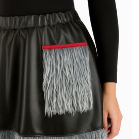 Teufel Kostüm Dravina Höllenglanz für Damen mit langärmligen, schwarzen Body von Vorne