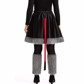 Teufel Kostüm Dravina Höllenglanz Grau mit langem Schwanz für Damen Gr. 36-42 Fasching Karneval Mottoparty Detailansicht Rock mit 90 Zentimeter langem Teufel-Schwanz von Hinten