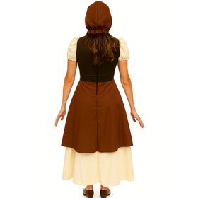 Mittelalter Kostüm Magd Hedwig Kleid mit Haube für Damen von Vorne