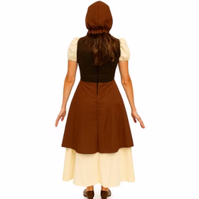 Mittelalter Kostüm Magd Hedwig Kleid mit Haube für Damen Gr. 38-44 Mittelalterfest historische Verkleidung Fasching Karneval Mottoparty Mittelalter Kostüm Magd Hedwig Kleid mit Haube für Damen von Hinten Hinweis: KI generiertes Bild