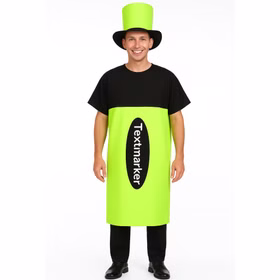 XXL Textmarker Kostüm Stift Neon-Grün für Erwachsene Onesize Fasching Karneval Mottoparty Paar- und Gruppenkostüm Spaßkostüm XXL Textmarker Kostüm Stift Neon-Grün für Erwachsene von Vorne