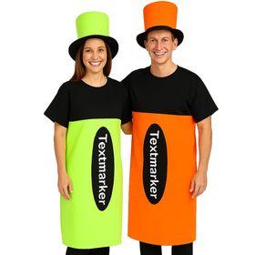 XXL Textmarker Kostüm Stift Neon-Grün für Erwachsene von Vorne