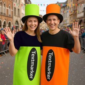 XXL Textmarker Kostüm Stift Neon-Grün für Erwachsene von Vorne