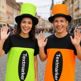 XXL Textmarker Kostüm Stift Neon-Grün für Erwachsene von Vorne