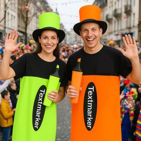 XXL Textmarker Kostüm Stift Neon-Grün für Erwachsene von Vorne