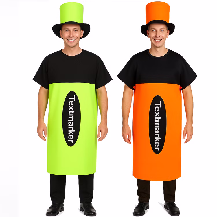 XXL Textmarker Kostüm Stift Neon-Orange für Erwachsene Onesize Fasching Karneval Mottoparty Paar- und Gruppenkostüm Spaßkostüm 15498-XXL-Textmarker-Kostuem-Stift-Neon-Orange-fuer-Erwachsene_5.jpg