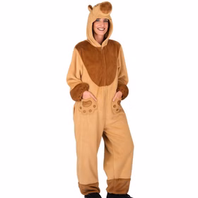 Capybara Kostüm Wasserschwein Nagetier Rio Braun Tierkostüm Tier für Erwachsene Fasching Karneval Paar- und Gruppenkostüme Mottoparty Capybara Kostüm Wasserschwein Nagetier Rio für Erwachsene von Vorne