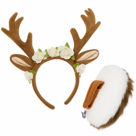 Reh Haarreif mit Geweih & Rehschwanz Tier Kostüm-Set für Damen und Kinder Braun Fasching Karneval Mottoparty Reh Haarreif mit Geweih & Rehschwanz mit Clip zum Anklipsen