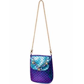 Meerjungfrauen Handtasche Mermaid Tasche Korallenriff Blau Lila für Damen seitlich von Vorne.