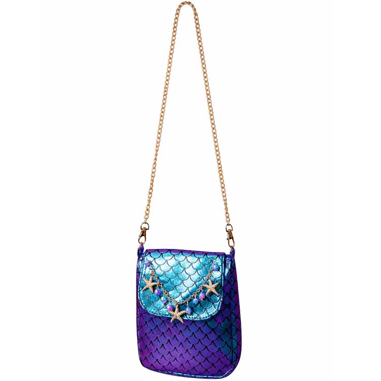 Meerjungfrauen Handtasche Mermaid Tasche Korallenriff Blau Lila für Damen seitlich von Vorne.