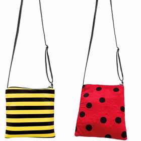 Marienkäfer Handtasche Tier Tasche Rot Schwarz gepunktet für Damen Kostüm-Zubehör Fasching Karneval Mottoparty Bienen und Marienkäfer Handtasche nebeneinander von Vorne