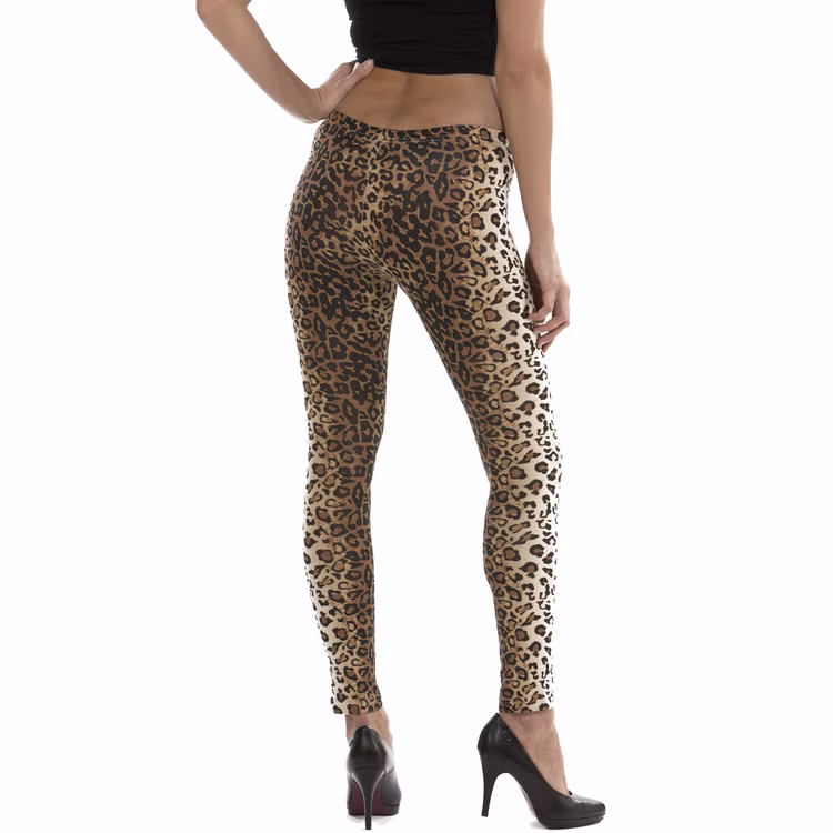 Leoparden Leggings Leo-Look Katze Braun für Damen Gr. S-XL Kostüm-Zubehör Fasching Karneval Mottoparty Leoparden Leggings für Damen von Hinten