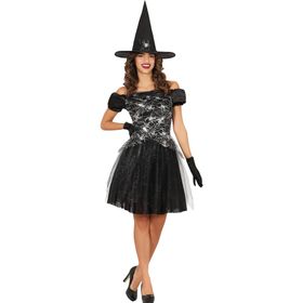 Hexen Kostüm Hexe Morgana mit Hexenhut für Damen von Vorne