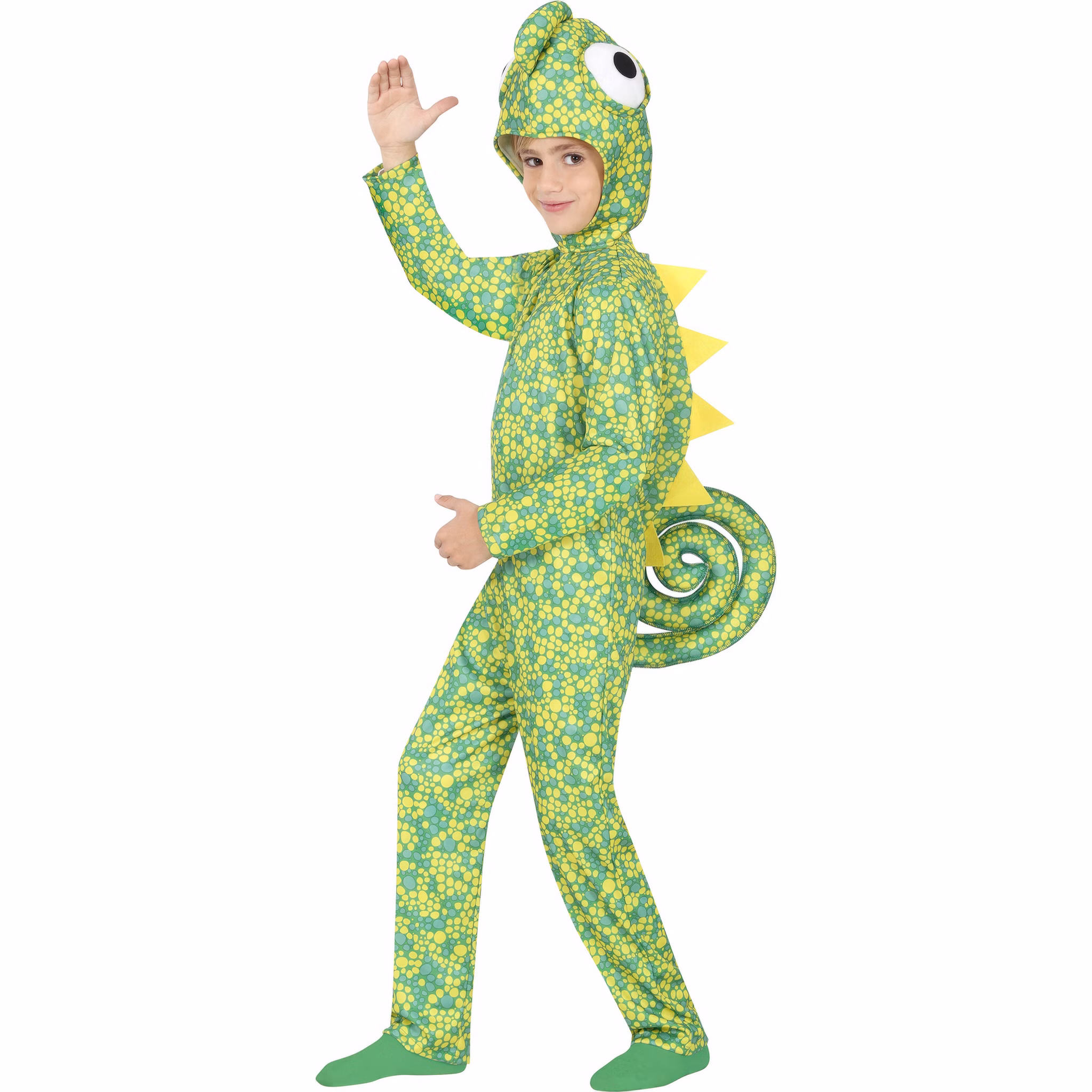 Chamäleon Kostüm Conrad Tarnikus für Kinder 5-12 Jahre Grün Tierkostüm Dschungel Fasching Karneval Kinderfasching Mottoparty Chamäleon Kostüm Conrad Tarnikus für Kinder von der Seite