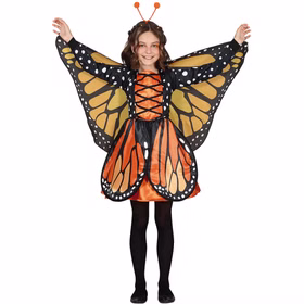Schmetterling Kostüm Felia Flatterflügel für Kinder 5-6 Jahre Orange Gelb Tier Insekt Tierkostüm Fasching Karneval Geburtstag Mottoparty Rollenspiel Schmetterling Kostüm Felia Flatterflügel für Kinder von Vorne