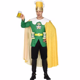 Bierkönig Kostüm Bier bin ich König für Herren mit vollem Bierglas in der rechten Hand von Vorne