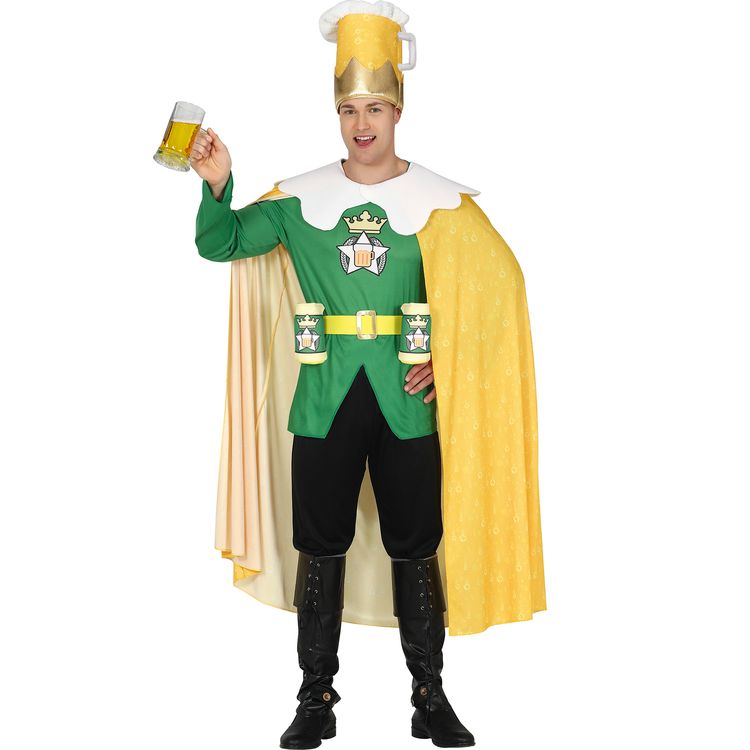 Bierkönig Kostüm Bier bin ich König für Herren mit vollem Bierglas in der rechten Hand von Vorne