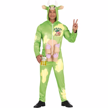 Kuh Kostüm Bier Party-Kuh Zapf Muhster für Herren Gr. 48-52 Grün JGA Fasching Karneval Mottoparty Geburtstag Kuh Kostüm Bier Party-Kuh Zapf Muhster für Herren von Vorne