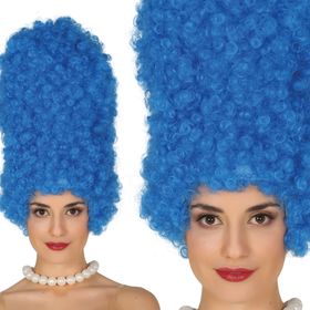 Perücke Blau Hochsteckfrisur Madame Mega-Mähne 40 cm Comic-Style für Damen von Vorne