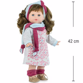 Puppe Ria 42 cm mit langen braunen Haaren Schlafaugen & Weichkörper für Kinder Spielzeug-Puppe Softkörper Spielpuppe Spielwaren Geschenkidee Geburtstag Weihnachten Puppe Ria mit Größenangabe von 42 Zentimeter