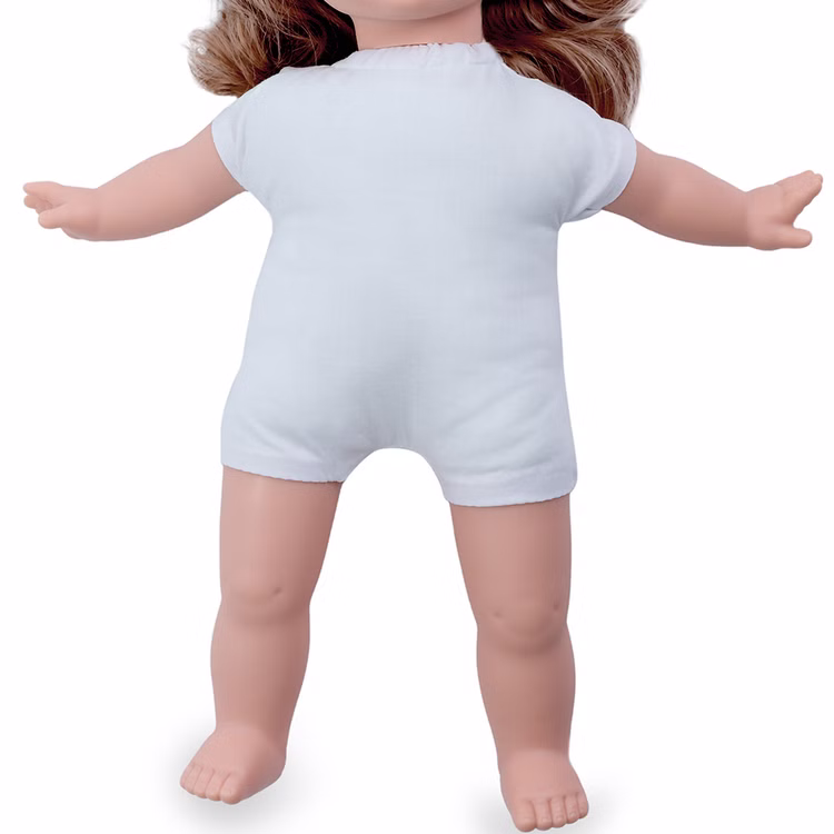 Puppe Ria 42 cm mit langen braunen Haaren Schlafaugen & Weichkörper für Kinder Spielzeug-Puppe Softkörper Spielpuppe Spielwaren Geschenkidee Geburtstag Weihnachten Weichkörper mit Vinylgliedmaßen von Vorne