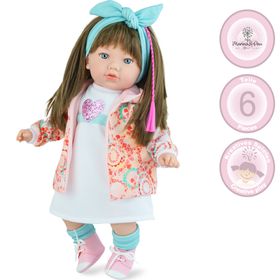 Puppe Nora 45 cm mit langen braunen Haaren & Weichkörper für Kinder