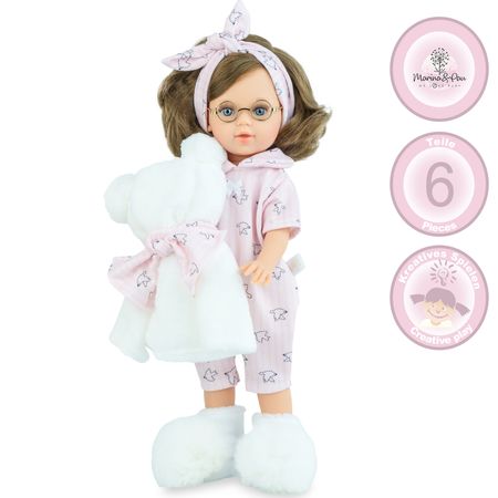 Puppe Anna Pyjama-Party 40 cm mit langen Haaren & Vinylkörper für Kinder