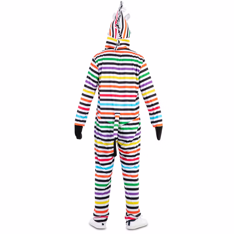 Zebra Kostüm Rainbow Zottel Bunt gestreift für Herren Gr. 52 Tier Tierkostüm Spaßkostüm Fasching Karneval Mottoparty Pride CSD Zebra Kostüm Rainbow Zottel Bunt gestreift für Herren von Hinten
