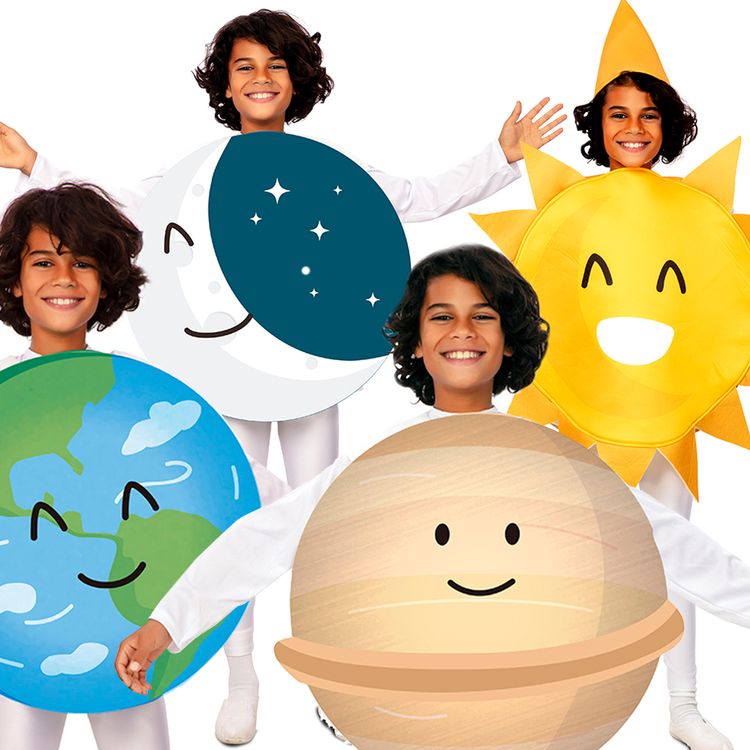 Planeten Kostüm Mond Träumender Halbmond Mondlicht für Kinder von Vorne