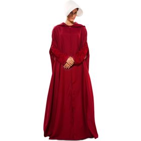 Mittelalter Kostüm Magd Roter Umhang mit weißer Haube für Damen