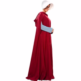 Mittelalter Kostüm Magd Roter Umhang mit weißer Haube für Damen Gr. 42 Halloween Fasching Karneval Mottoparty Mittelalterfest Mittelalter Kostüm Magd Roter Umhang mit weißer Haube für Damen von der Seite mit hängender Kapuze