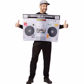 Radio Kostüm Retro Radiokassette Sound of 80er & 90er für Erwachsene Paar- und Gruppenkostüme Fasching Karneval Mottoparty Radio Kostüm Retro Radiokassette Sound of 80er & 90er für Herren von Vorne