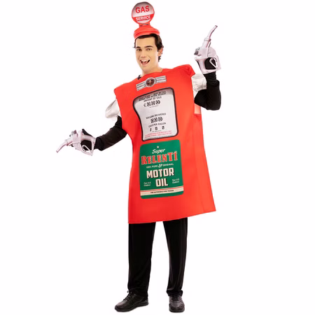 Tankstellen Kostüm Retro-Look Zapfsäule Tankwart Super Bleifrei für Erwachsene Spaßkostüm Fasching Karneval Mottoparty 70er Jahre Tankstellen Kostüm Retro-Look Zapfsäule Tankwart Super Bleifrei für Erwachsene von Vorne