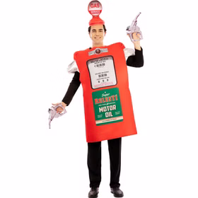 Tankstellen Kostüm Retro-Look Zapfsäule Tankwart Super Bleifrei für Erwachsene Spaßkostüm Fasching Karneval Mottoparty 70er Jahre Tankstellen Kostüm Retro-Look Zapfsäule Tankwart Super Bleifrei für Erwachsene von Vorne