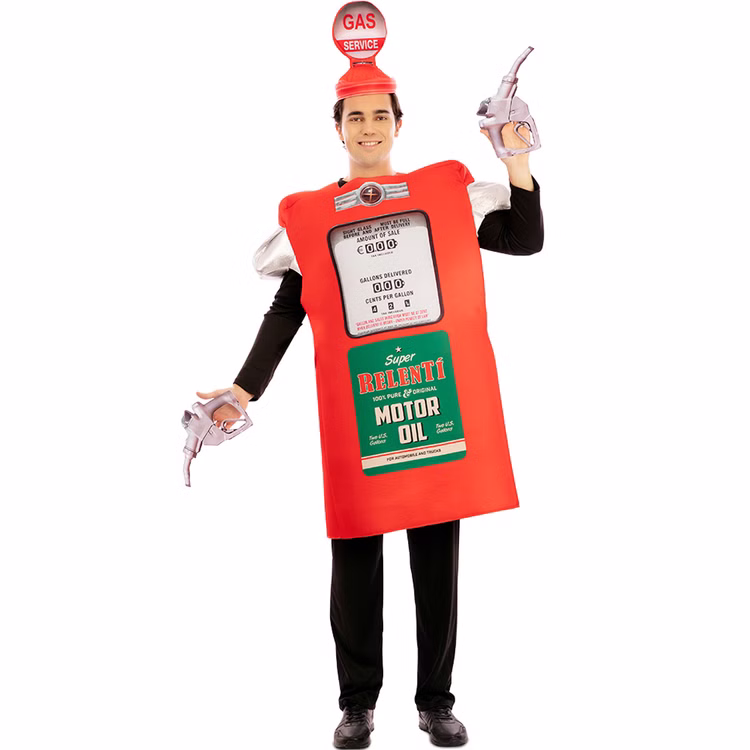 Tankstellen Kostüm Retro-Look Zapfsäule Tankwart Super Bleifrei für Erwachsene Spaßkostüm Fasching Karneval Mottoparty 70er Jahre Tankstellen Kostüm Retro-Look Zapfsäule Tankwart Super Bleifrei für Erwachsene von Vorne