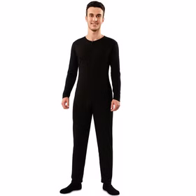 Schwarzer Ganzkörperanzug Bodysuit Langarm Kostüm-Unterzieher für Erwachsene Gr. 42-52 Unisex Kostüm-Zubehör Fasching Karneval Mottoparty Cosplay Schwarzer Ganzkörperanzug Bodysuit Langarm Kostüm-Unterzieher für Herren von Vorne