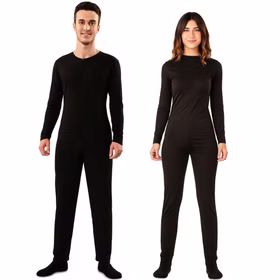 Schwarzer Ganzkörperanzug Bodysuit Langarm Kostüm-Unterzieher für Erwachsene Gr. 42-52 Unisex Kostüm-Zubehör Fasching Karneval Mottoparty Cosplay Schwarzer Ganzkörperanzug Bodysuit Langarm Kostüm-Unterzieher für Damen und Herren von Vorne