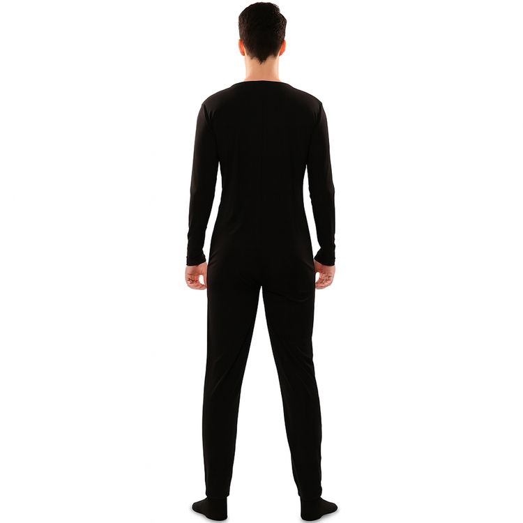 Schwarzer Ganzkörperanzug Bodysuit Langarm Kostüm-Unterzieher für Damen und Herren von Vorne