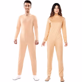 Ganzkörperanzug Beige Bodysuit Langarm Kostüm-Unterzieher für Damen und Herren von Vorne