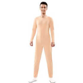 Ganzkörperanzug Beige Bodysuit Langarm Kostüm-Unterzieher für Damen und Herren von Vorne