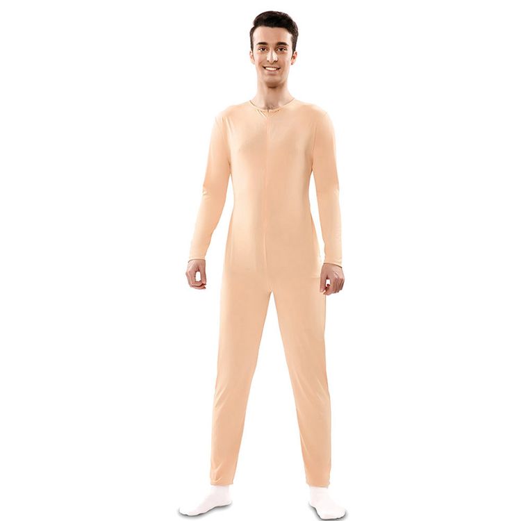 Ganzkörperanzug Beige Bodysuit Langarm Kostüm-Unterzieher für Erwachsene Ganzkörperanzug Beige Bodysuit Langarm Kostüm-Unterzieher für Damen und Herren von Vorne