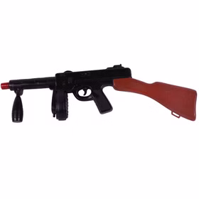 Spielzeug Maschinengewehr Gangster Mafia 70 cm lang Schwarz Kostüm-Zubehör Fasching Karneval Mottoparty Spielzeug Maschinengewehr Gangster Mafia von der Seite