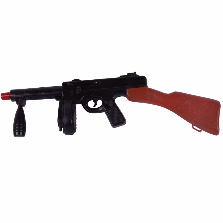 Spielzeug Maschinengewehr Gangster Mafia 70 cm lang Schwarz Kostüm-Zubehör Fasching Karneval Mottoparty Spielzeug Maschinengewehr Gangster Mafia von der Seite
