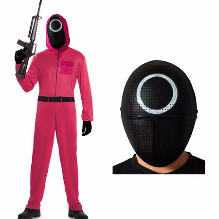 Tintenfisch-Spiel Korean Game Roter Anzug inkl. Maske (Auswahl) für Erwachsene