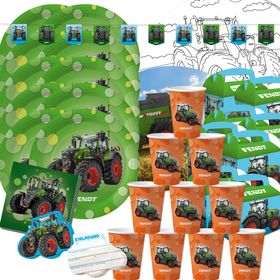 Fendt Traktor Party-Set Landmaschine Party-Deko für Kinder bestehend aus 65 Teilen