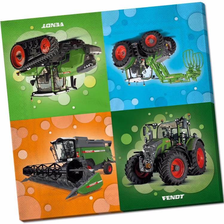 Fendt Traktor Party-Set Landmaschine Party-Deko 65-Teile Trekker-Party Geburtstag party-Zubehör Mottoparty Kindergeburtstag Dekoration Fendt Servietten