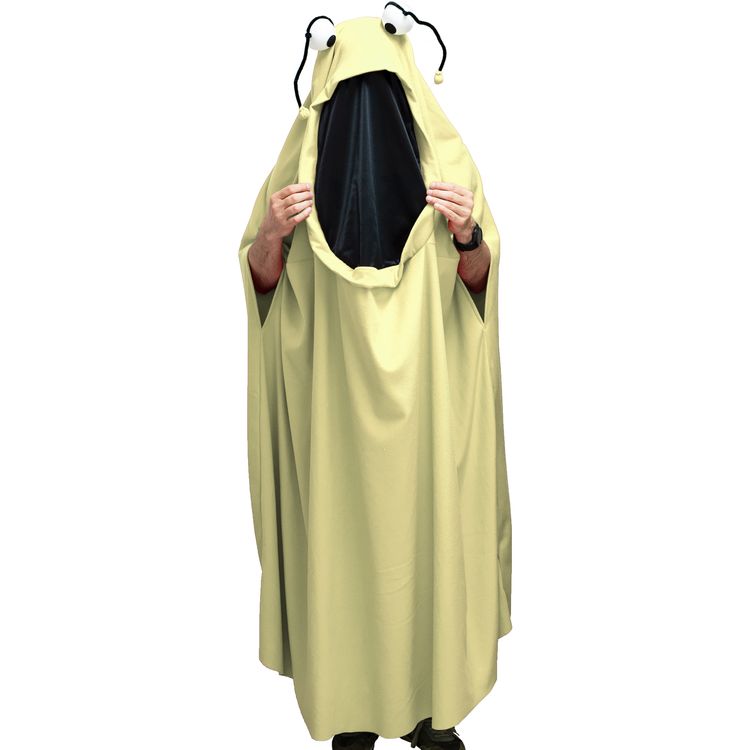 Pinkes, Grünes, Eierfarbenes und Rotes Monster vor weißem Hintergrund von Vorne