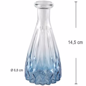 Maßangaben Glasvase Alexandrin Blau mit einer Länge von 14,5 Zentimeter und einem Durchmesser von 6,8 Zentimeter