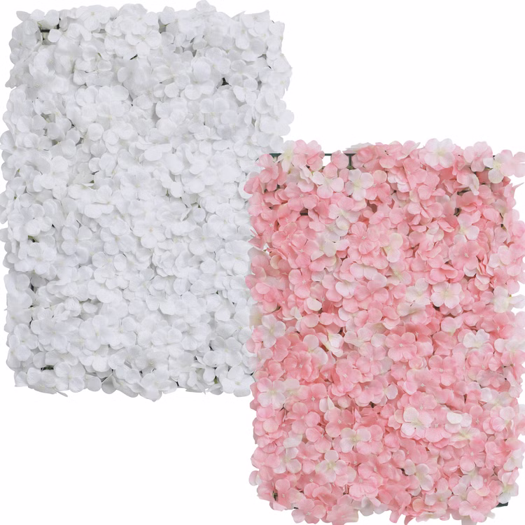 Blumenpaneel rosa Hortensien 60 x 40 cm Wand-Deko Hochzeit Geburtstag Tischdeko Deko-Ideen Blumenwand Kunstblumen Bastelbedarf Set Blumenpaneel rosa und weiß 60x40 cm aus Kunstblumen – vielseitige Wand- und Tischdeko.