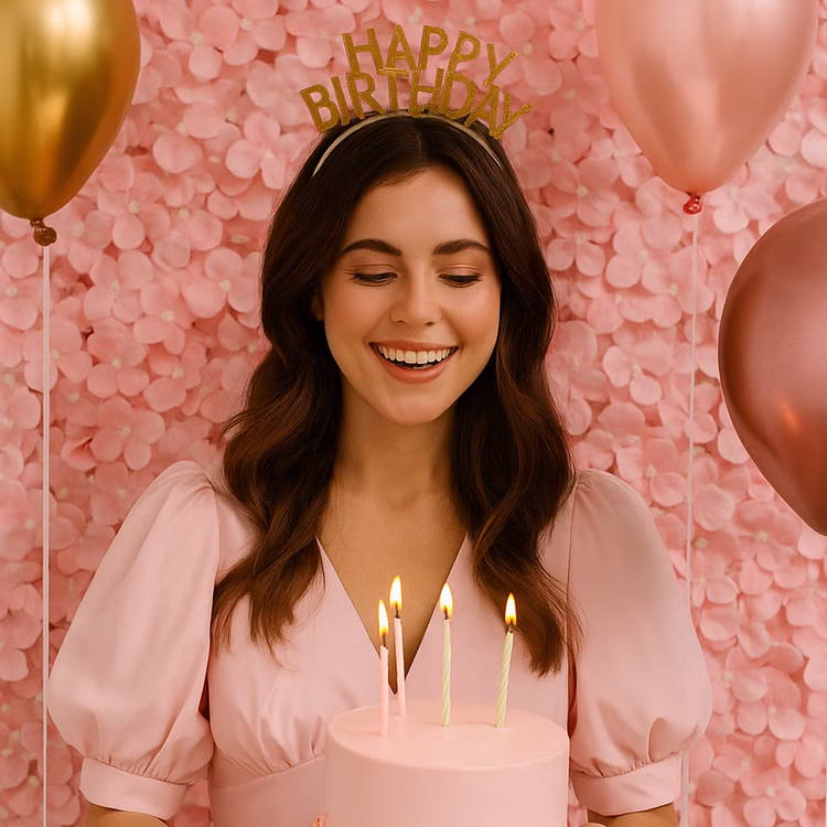 Blumenpaneel rosa Hortensien 60 x 40 cm Wand-Deko Hochzeit Geburtstag Tischdeko Deko-Ideen Blumenwand Kunstblumen Bastelbedarf Rosa Hortensien-Blumenpaneel als Hintergrund für Geburtstagsdeko mit Ballons und Torte.
